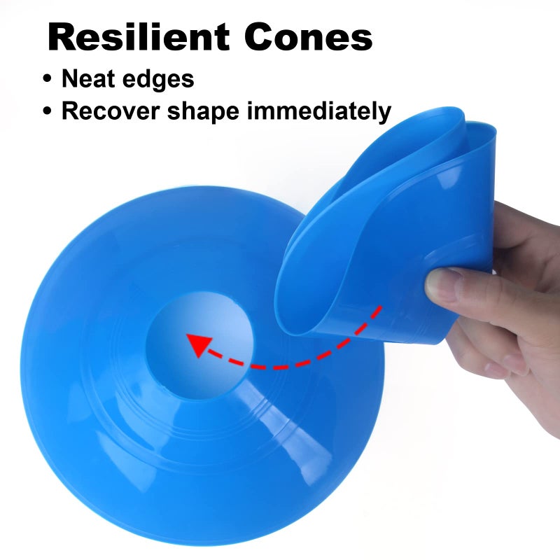 DUNCHATY 60PCS Sports Soccer Cones Agility Soccer Disc Cones with Carry Strap Carry Bag Training Soccer Cones, Field Marker Cones for Challenge Football Basketball Skating Kids Games Outdoor Indoor Sports - Image 3